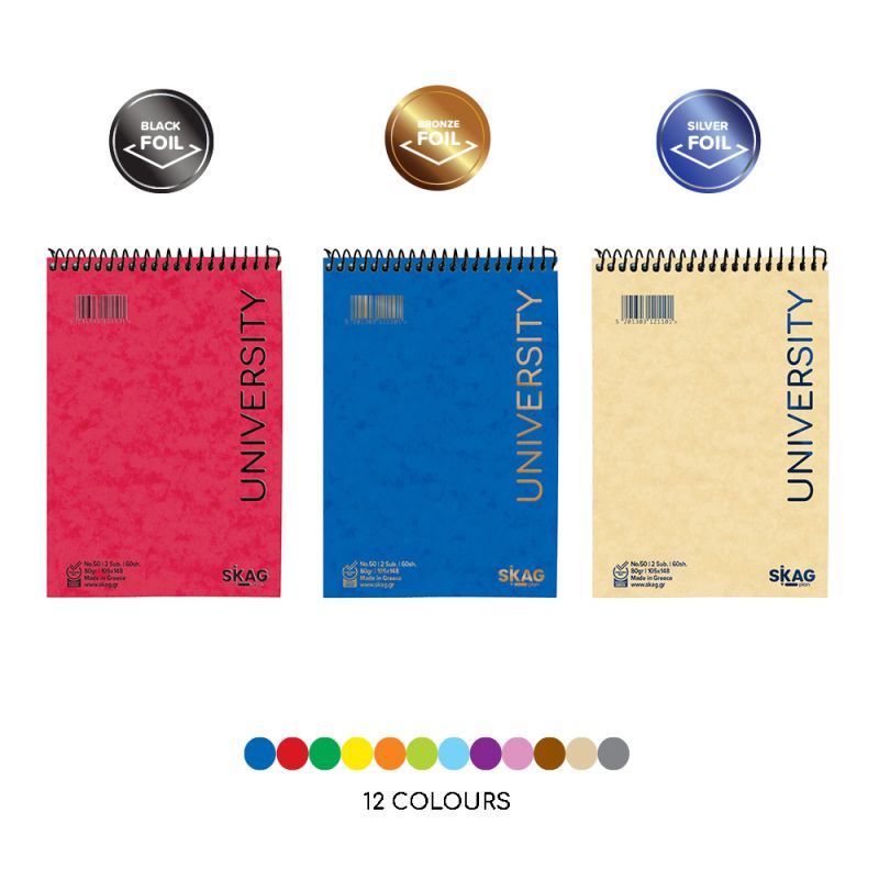 SKAG Notebook Head Bound University No 60 126X180mm 2 Subjects