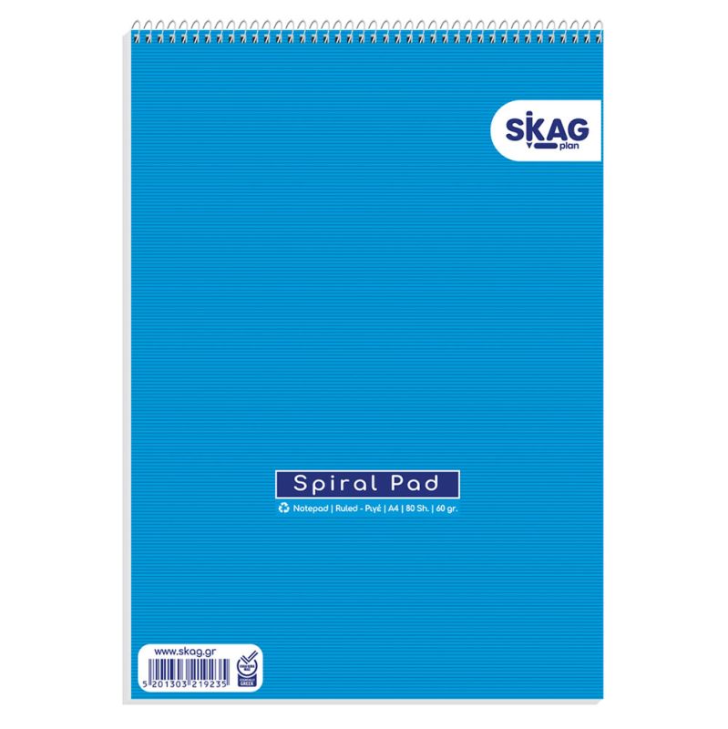SKAG Μπλόκ Σπιράλ Όρθιο Χαρτόνι  Α4 80Φ
