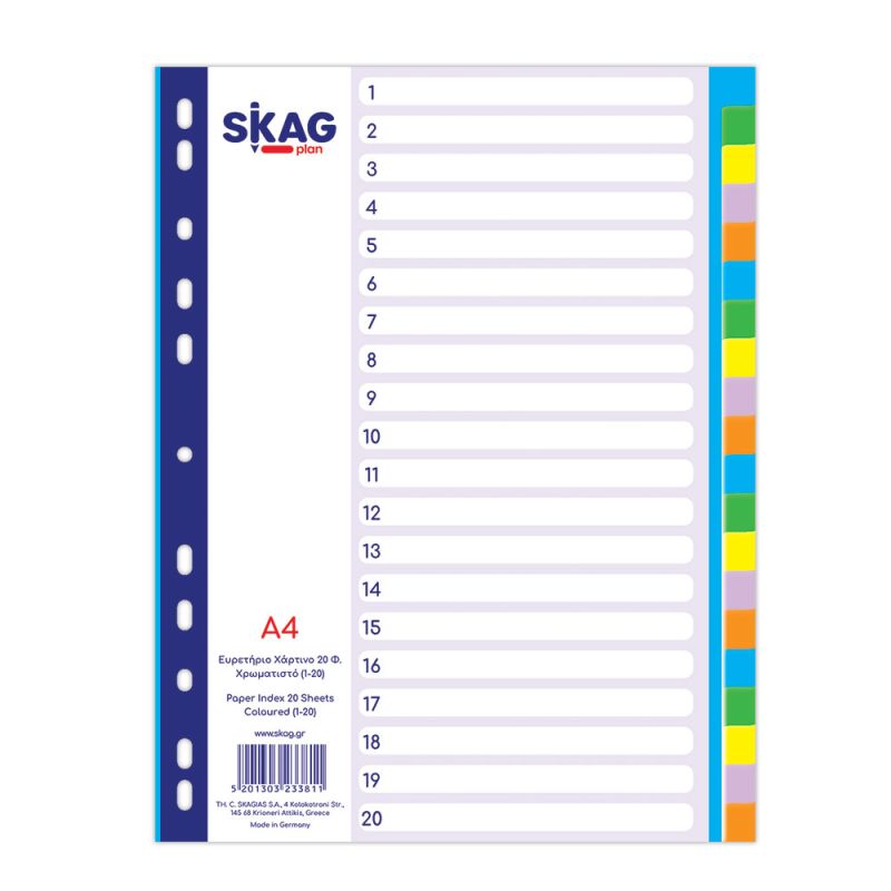 SKAG Indices Carton Numerical A4 (1 - 20)