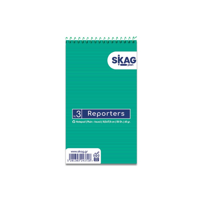 SKAG Μπλόκ Σπιράλ Όρθιο Λευκό 105X178mm N.3