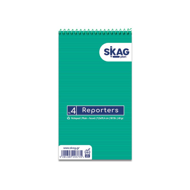 SKAG Μπλόκ Σπιράλ Όρθιο Λευκό 113X194mm N.4