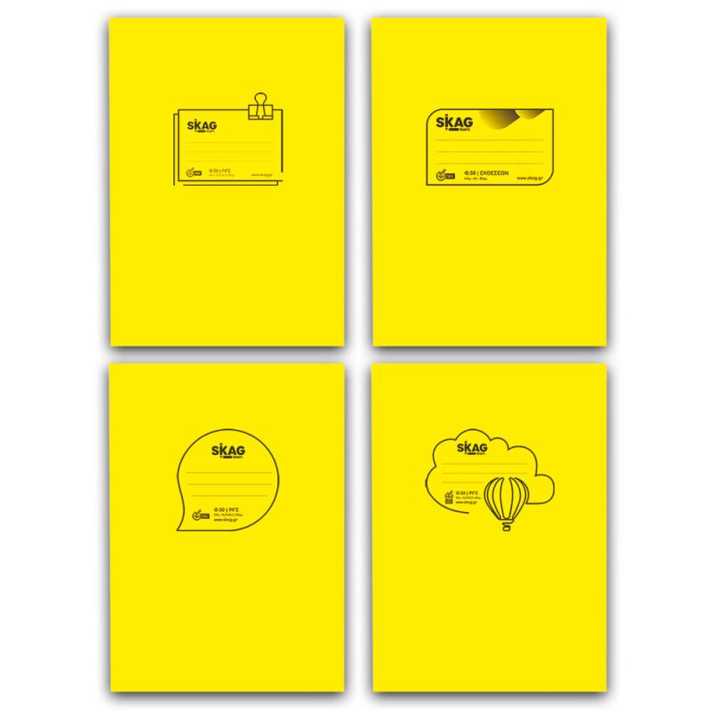 SKAG Exercise Books P.P. Transparent Yellow A4 W.Margin 50Sh 80gr