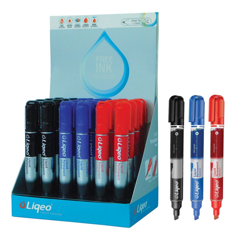 LIQEO Permanent Marker Round Tip 3 Colours Display P-2127