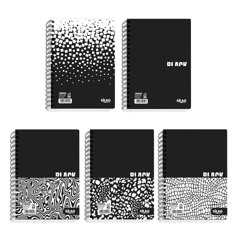 SKAG Notebooks Black & White 17X25 2 Subj 80gr No 9062