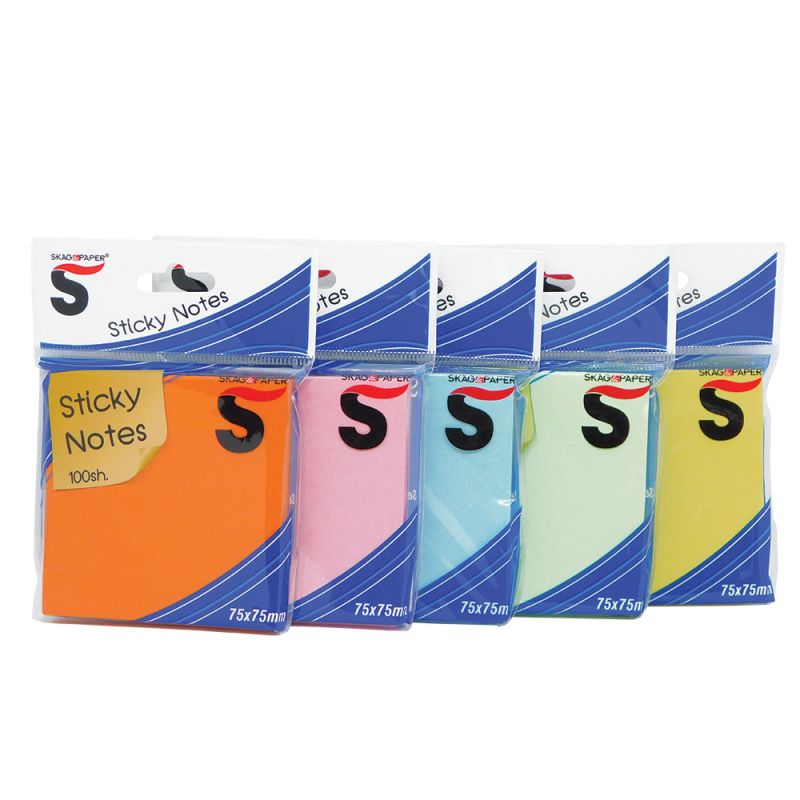 SKAG Sticky Notes 75X75mm 100Sh 5 Colours