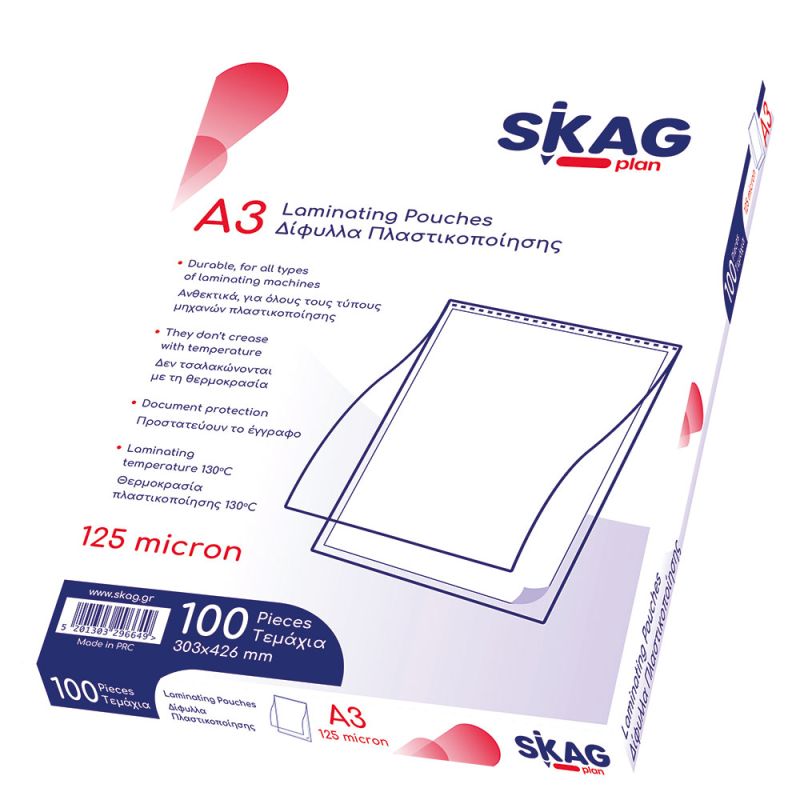 SKAG Laminating Pouches A3-125 Micron (100 Pieces)
