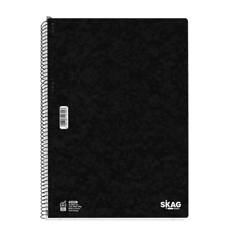 SKAG Notebooks Black Basic A4 3 Subj 80gr No 9203