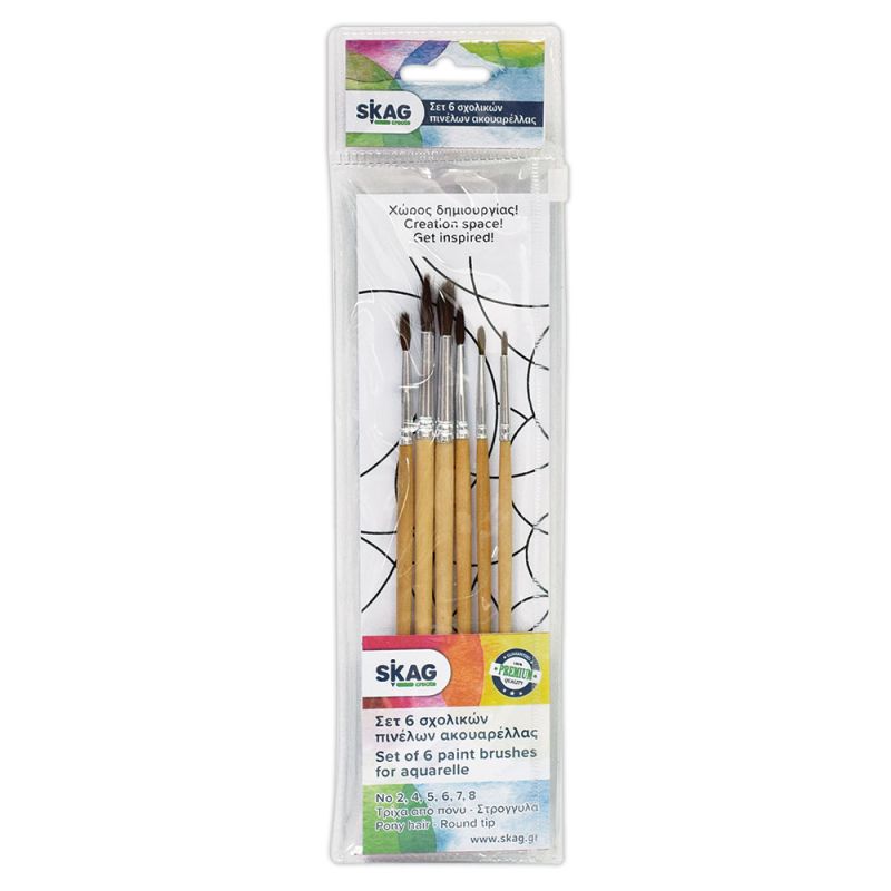 SKAG SKAG DECO Set Of 6 School Paintbrushes Aquarelle No2,4,5,6,7,8