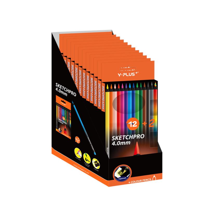 Y PLUS Ξυλομπογιές 12+2 Sketchpro. Εκθέτης Των 12 Σετ PC240110