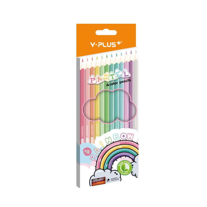 Y PLUS Ξυλομπογιές Παστέλ Rainbow Συσκευασία 12 Χρωμάτων  PC200100