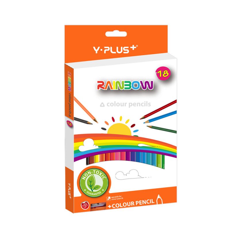 Y PLUS Ξυλομπογιές Rainbow Συσκευασία 18 Χρωμάτων Με Ξύστρα Pc110440