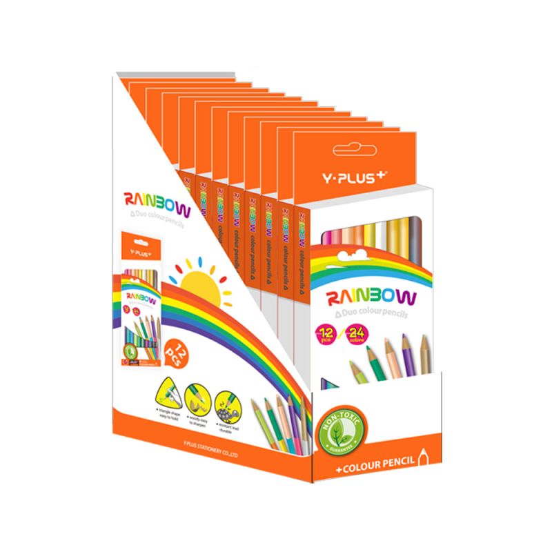 Y PLUS Ξυλομπογιές Rainbow Συσκ 12Τεμ /24 Χρωμ Ξύστρα Pc120900