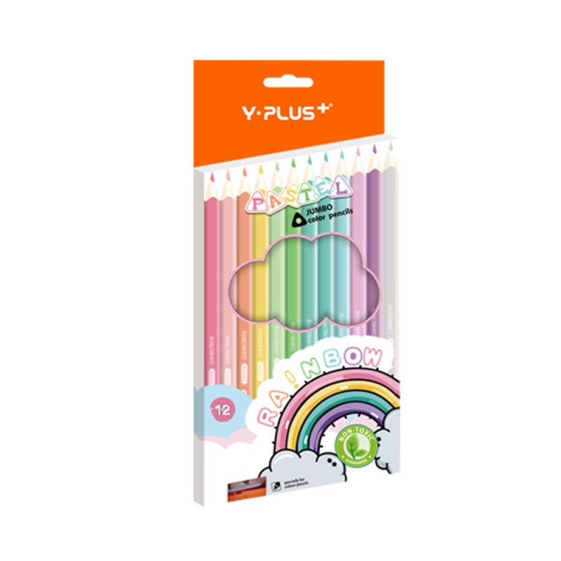 Y PLUS Ξυλομπογιές Παστέλ Rainbow Συσκευασία 12 Χρωμάτων Jumbo Pc200300