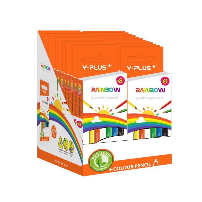 Y PLUS Ξυλομπογιές Rainbow (Half Size). Συσκευασία 6 Χρωμάτων  PC150200
