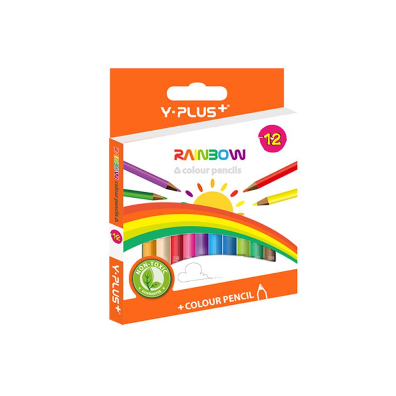 Y PLUS Ξυλομπογιές Rainbow (Half Size). Συσκευασία 12 Χρωμάτων  PC150210
