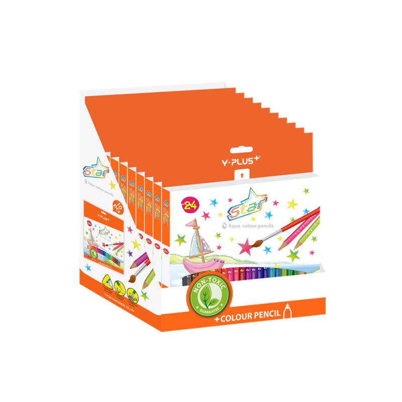 Y PLUS Ξυλομπογιές Aqua Star Συσκευασία 24 Χρωμάτων Pc231200