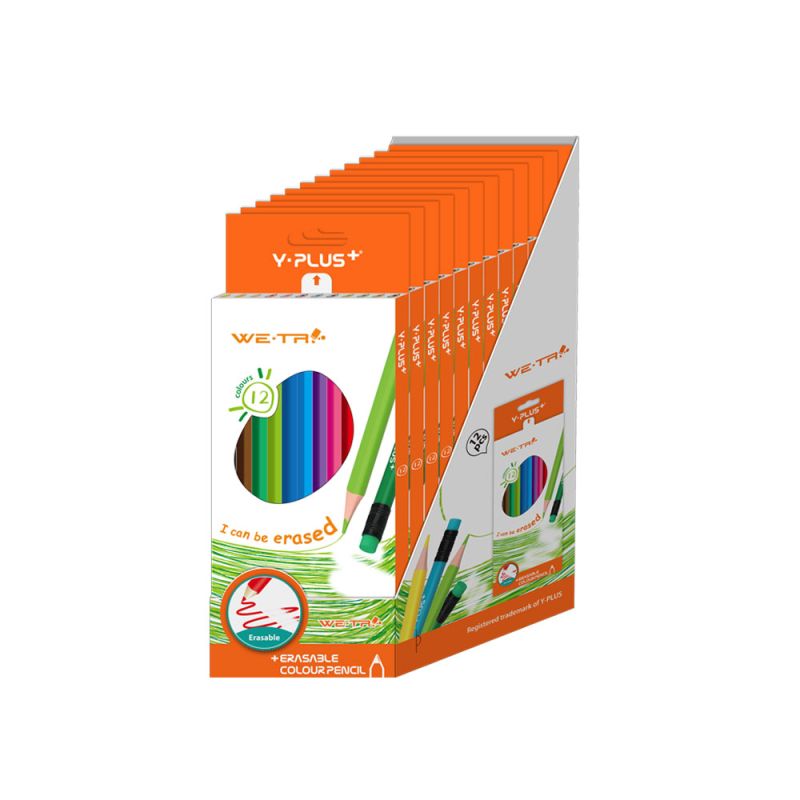 Y PLUS Ξυλομπογιές We-Tri Wood Free (Erasable) Συσκευασία 12 Χρωμάτων TC180100