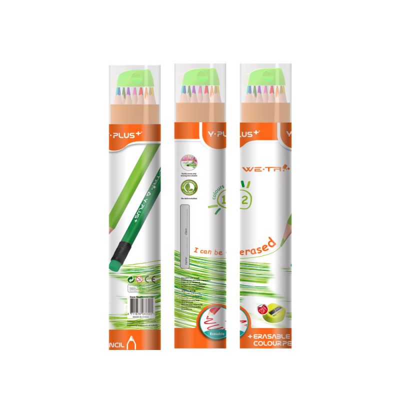 Y PLUS Ξυλομπογιές We-Tri Wood Free (Erasable) Συσκευασία 12 Χρωμάτων TC180110