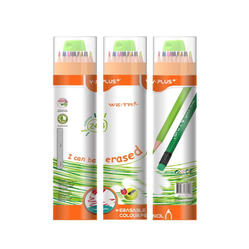 Y PLUS Ξυλομπογιές We-Tri, Wood Free (Erasable). Συσκευασία 24 Χρωμάτων TC180210