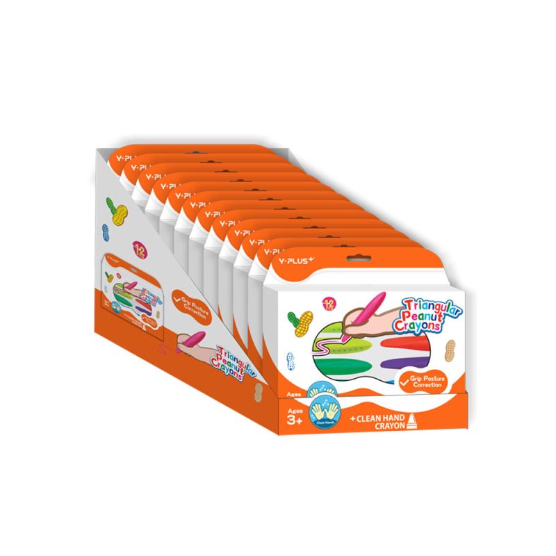 Y PLUS Τριγωνικές Κηρομπογιές PEANUT – Σετ 12 Χρωμάτων – CR220200