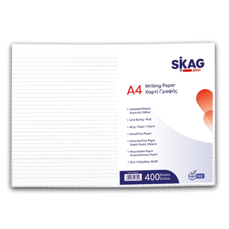 SKAG Ανοιχτά Φύλλα Κόλλες Αναφοράς  Ριγέ 42X30cm 400Φ 60γρ