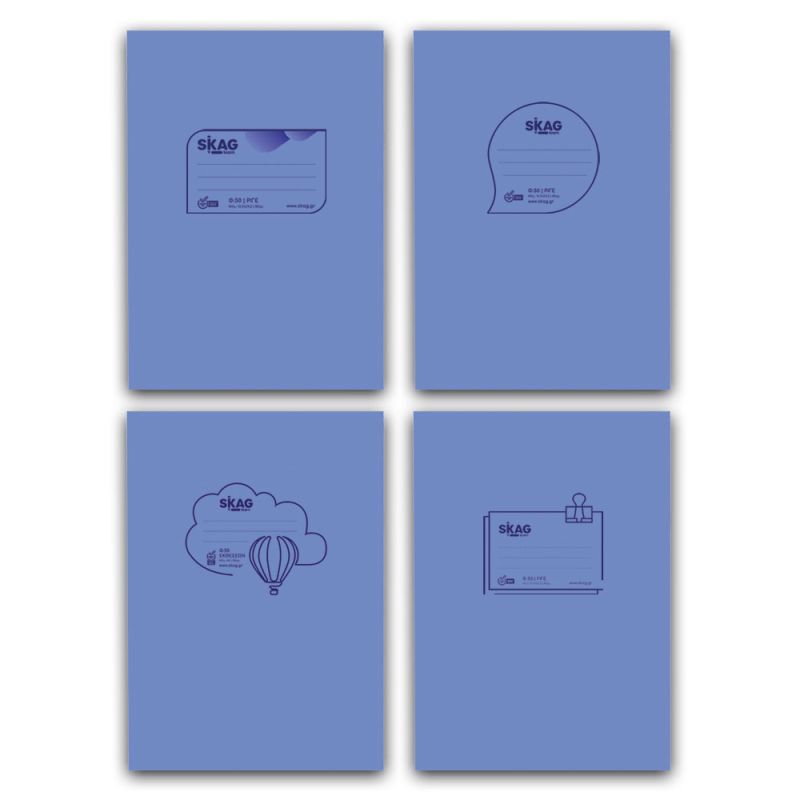 SKAG Exercise Books P.P. Transparent Blue A4 W.Margin 50Sh 80gr