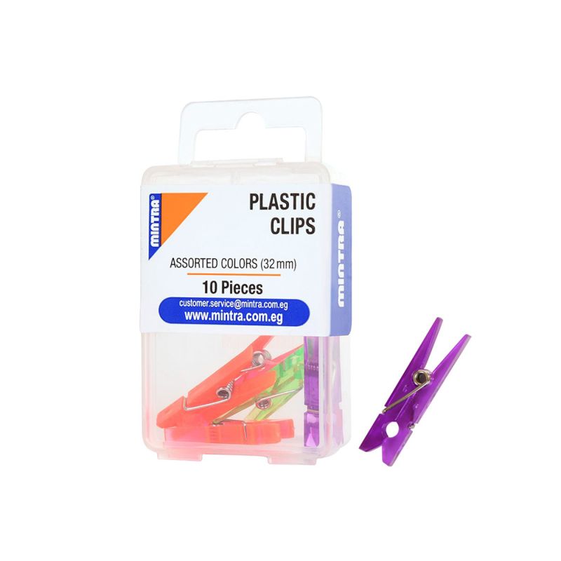 MINTRA Μανταλάκια/Κλιπ Μανταλάκια Πλαστικά   32mm 10Τεμ Διάφορα Χρώματα