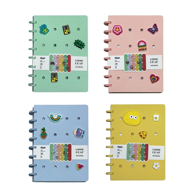 SKAG Τετράδιο Με Κλιπ Αφρώδες Εξώφυλλο Collect Pins 15X21cm Ριγέ 100Φ 70γρ 4 Σχέδια