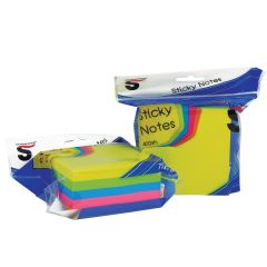 SKAG STICKY NOTES 75x75mm 400SH 5 COLOUR NEON
