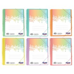 SKAG SPIRAL CLEAR BOOK WITH EL BAND A4 20 POCKETS PASTEL MIXED