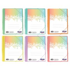 SKAG SPIRAL CLEAR BOOK WITH EL BAND A4 40 POCKETS PASTEL MIXED