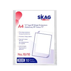 SKAG PP SHEET PROTECTORS A4 U SHAPE 0.10mm 10PCS