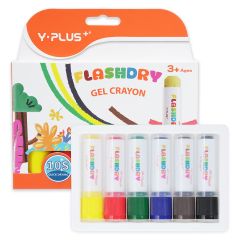 Y PLUS CRAYON FLASHDRY  GEL CRAYON 6CLRS GC240100