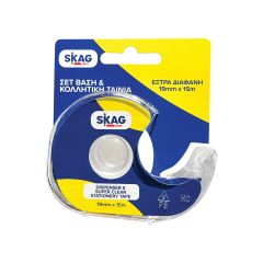 SKAG ΣΕΤ ΒΑΣΗ ΚΑΙ ΚΟΛΛΗΤΙΚΗ ΤΑΙΝΙΑ SUPER CLEAR 19mmx15m