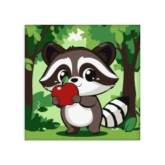 Painting by numbers - ?ute raccoon with an apple ©art_selena_ua (KHO6719)