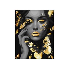Painting by numbers - Girl with golden butterflies with extra metallic paints ©art_selena_ua (KHO8307)