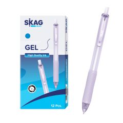 SKAG Στυλό Gel Μπλε 0,7mm Παστέλ - Μωβ, Κουμπί - 12Τεμ